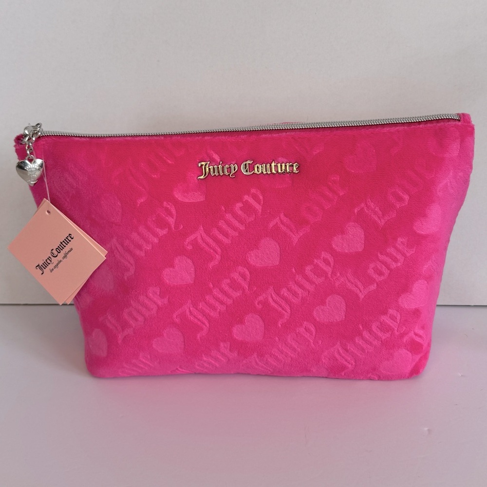 Juicy Couture Large Fuzzy Pink Cosmetic Bag
10” x 7” x 4.5”